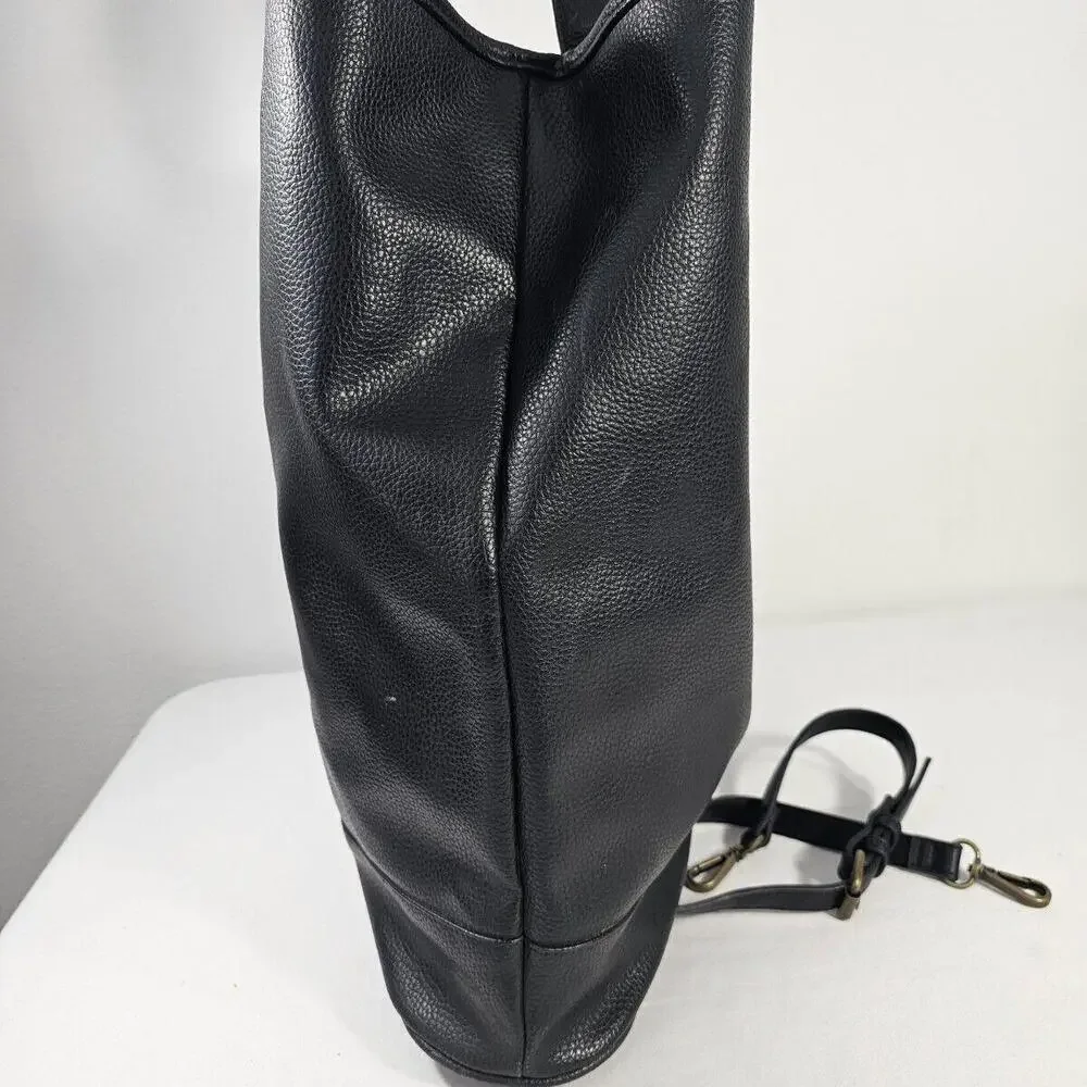 Germaine Monteil Paris Large Black Leather Tote Purse - Picture 3 of 13